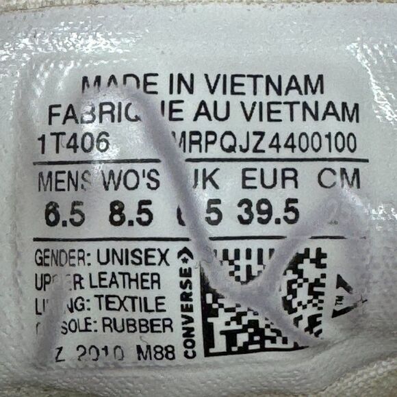 Converse Chuck Taylor All Star White Leather High Tops Sneakers Mens Size 6.5 Wo - Picture 8 of 8